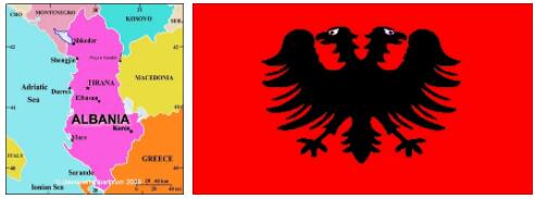 Albania flag vs map
