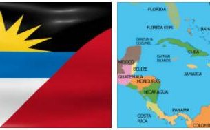 Antigua and Barbuda flag vs map