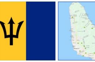 Barbados flag vs map