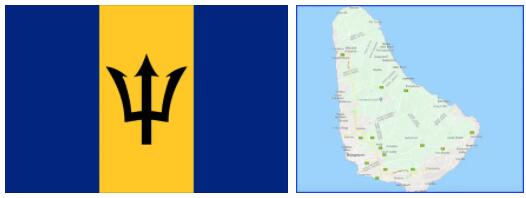 Barbados flag vs map