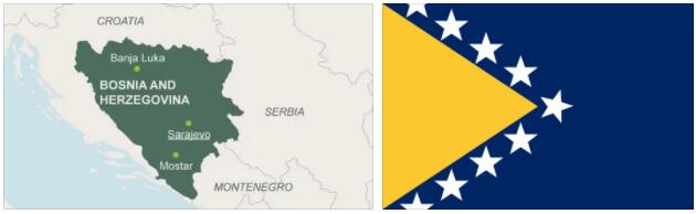 Bosnia and Herzegovina flag vs map