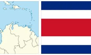 Costa Rica flag vs map
