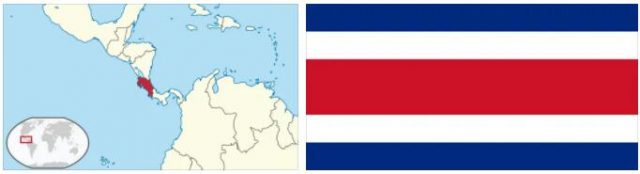 Costa Rica flag vs map