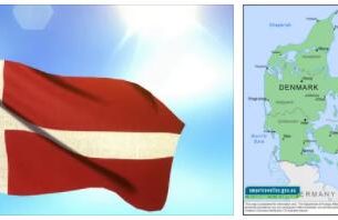 Denmark flag vs map