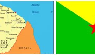 French Guyana flag vs map