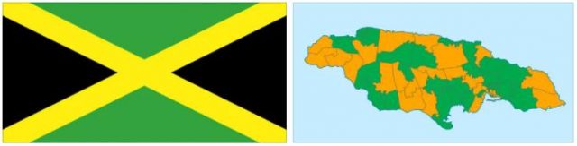 Jamaica flag vs map