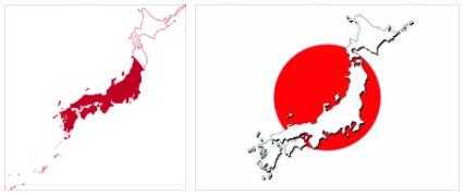 Japan flag vs map