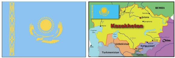 Kazakhstan flag vs map