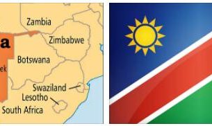 Namibia flag vs map