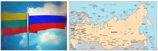 Russia flag vs map