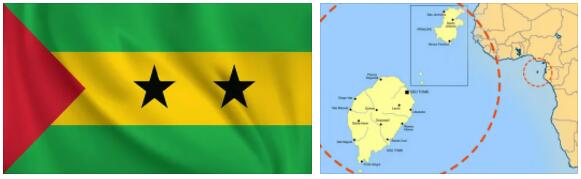 Sao Tome and Principe flag vs map