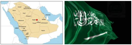 Saudi Arabia flag vs map