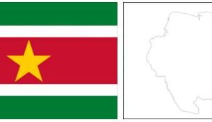 Suriname flag vs map