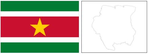 Suriname flag vs map