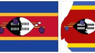 Swaziland flag vs map