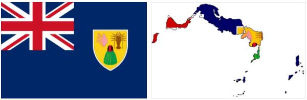 Turks and Caicos Islands flag vs map